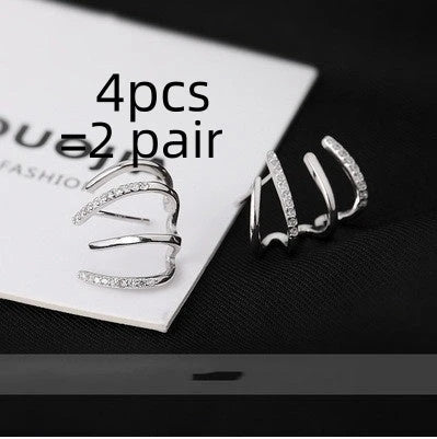 Elegant silver-tone zircon stud earrings with a sleek and sophisticated design