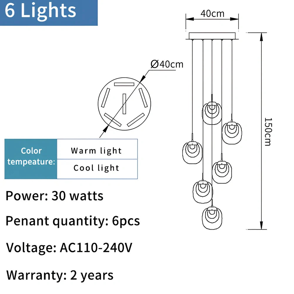 Gold crystal chandelier with 6 LED lights and stainless steel chassis for restaurant lighting