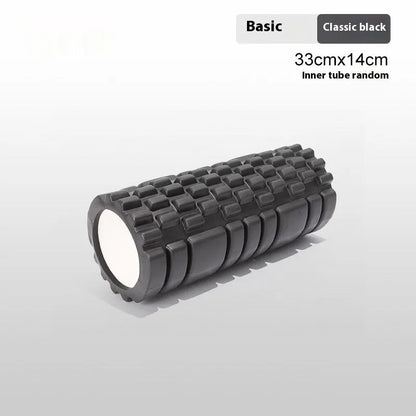 EVA foam roller in black, grey, pink, sky blue, or light purple, showing cylindrical shape for fitness recovery