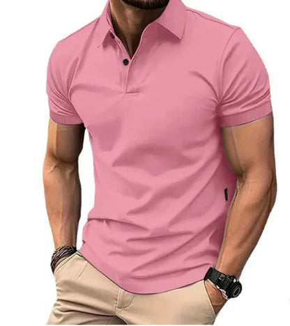 High Sense slim-fit short sleeve shirt in solid colour with button front, available in multiple sizes and hues