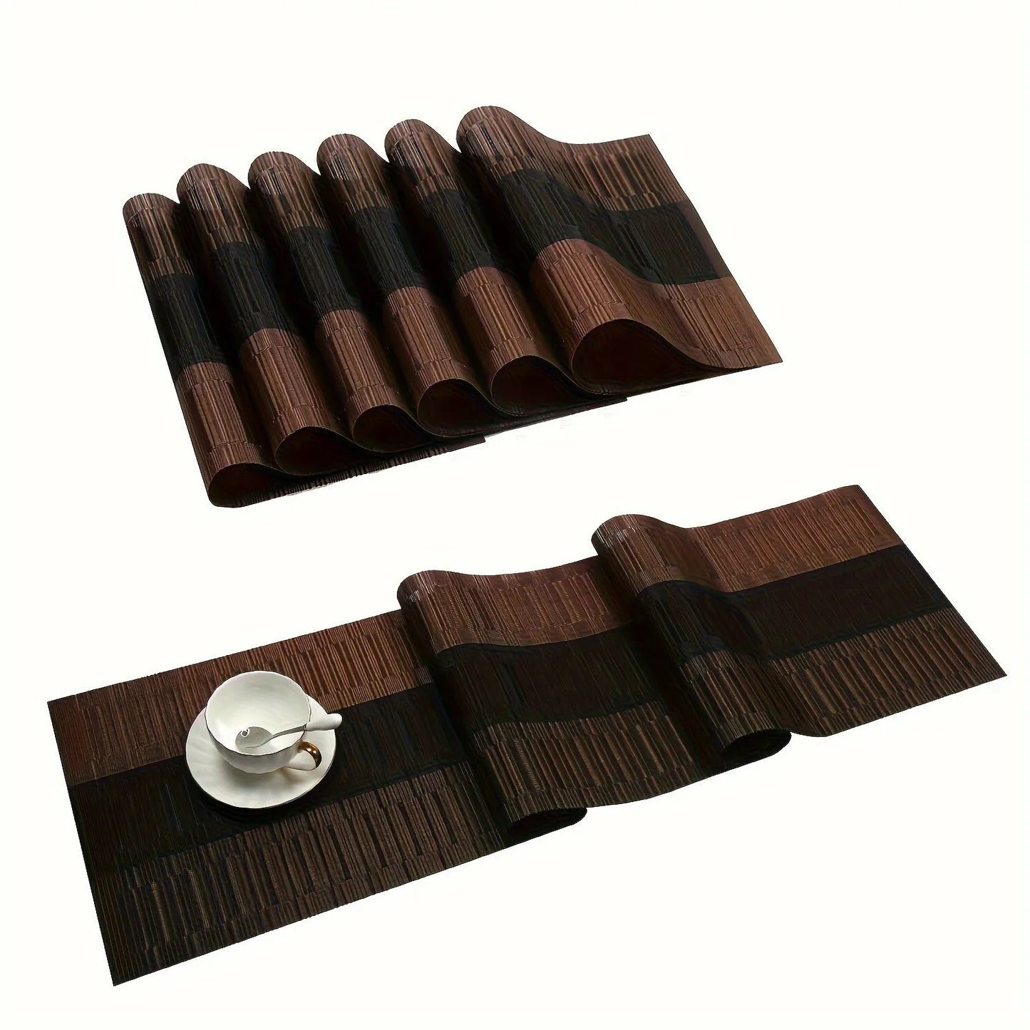 PVC kitchen sink mat with non-slip backing in gradient bamboo pattern, 30x180cm size