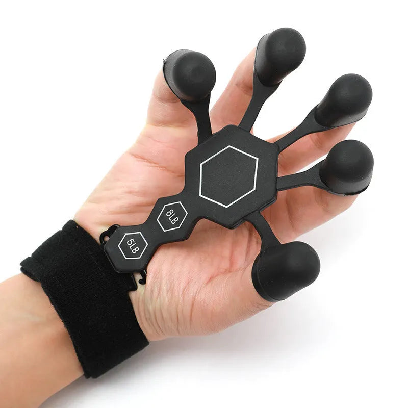 Men's silicone 5-finger rehabilitation power shooting brace hand trainer for adult fitness and body shaping in grey or black