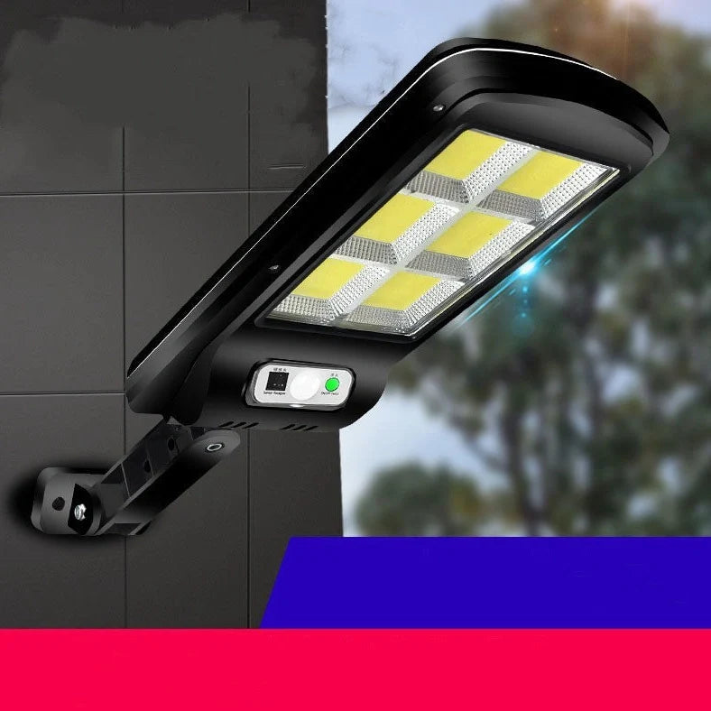 Black solar street light with infrared motion sensor, 370mm length, for outdoor garden and pathway illumination