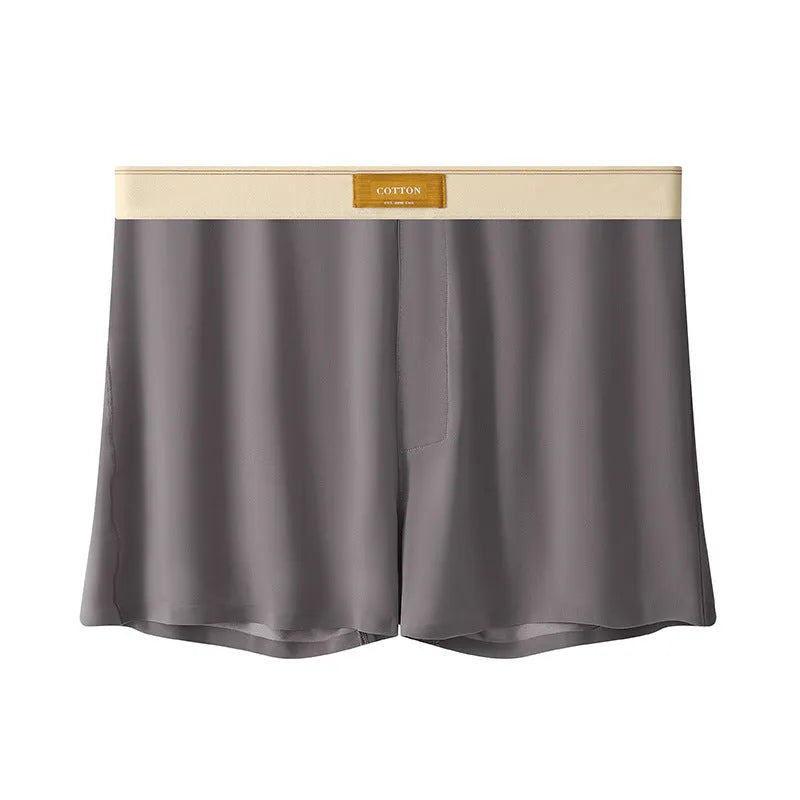 Men's loose-fit Ice Silk nylon underwear in a three-pack, showing colour options like black, green, and grey.