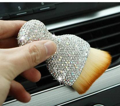Car interior cleaning brush with soft PVC bristles in white, pink, or black colour options