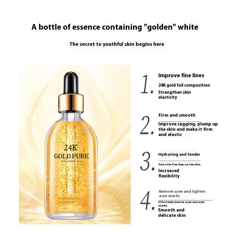 24K facial essence bottle with hyaluronic acid, ginseng and nicotinamide for neutral and combination skin