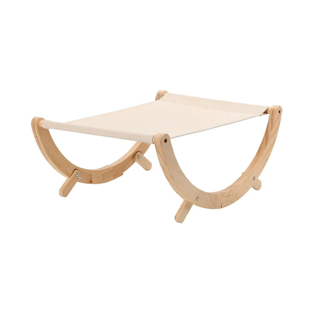Solid wood foldable cat shaker bed hammock with a choice of canvas or plush top.