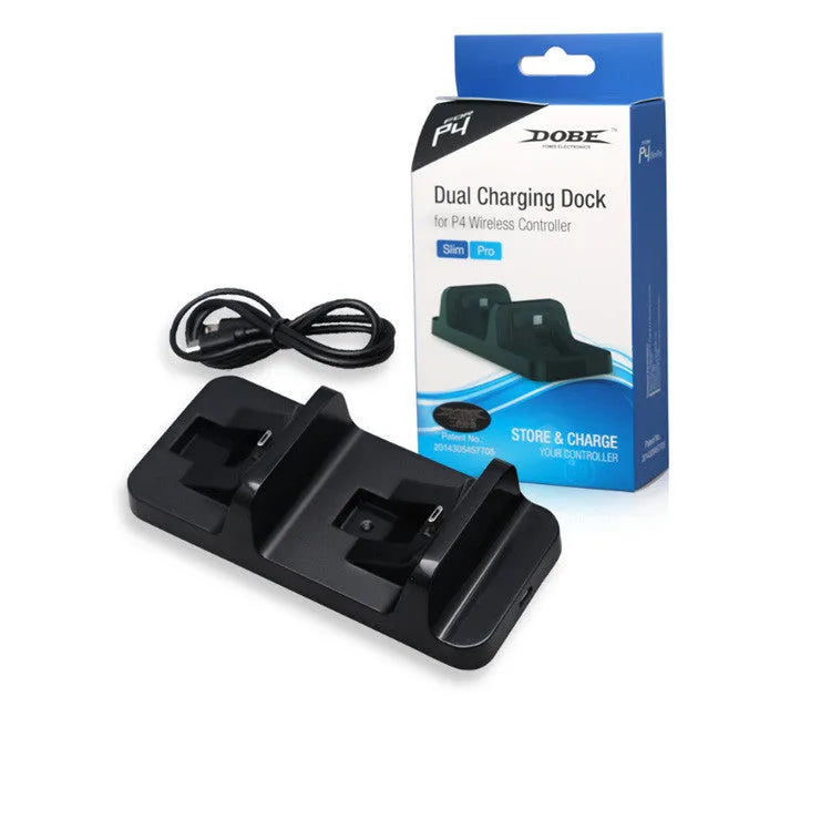 Black ABS plastic fixed charger with double handle for PS4, single pack