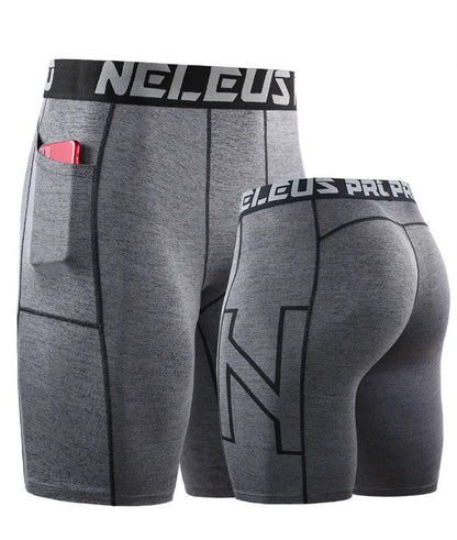 Men's black milk silk polyester tight sports shorts for running and fitness activities