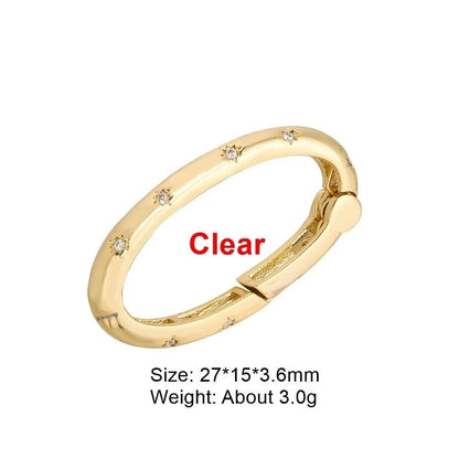 Copper heart-shaped climbing button with gold plating and zircon detail, measuring 1.5cm