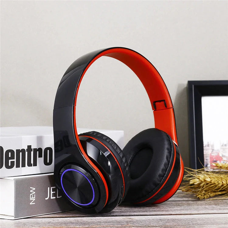 Portable wireless headphones with strong bass and noise cancelling feature in multiple colors