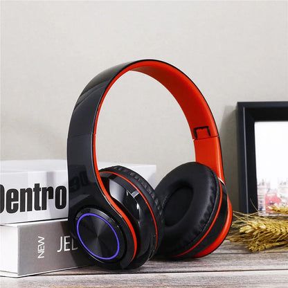 Portable wireless headphones with strong bass and noise cancelling feature in multiple colors