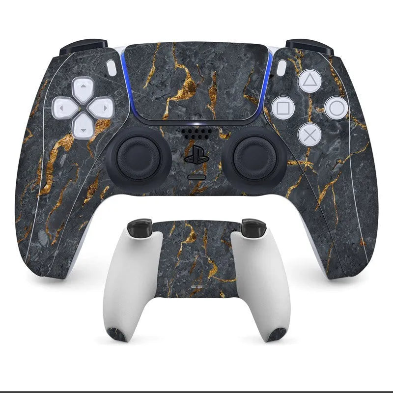 Non-adhesive micro-frosted PVC protection stickers for Sony PS5 DualSense controller in various colours.