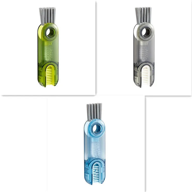 Transparent green 3-in-1 cup lid cleaning brush with spiral design for hard-to-reach crevices