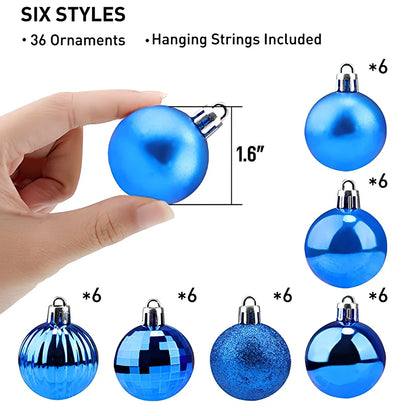 36 Christmas decoration balls in 16 colours with 4cm diameter spherical design