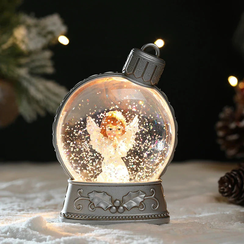 Luminous Christmas decoration set with realistic flame-like effect, featuring old man, snowman, children's tree, and angel designs