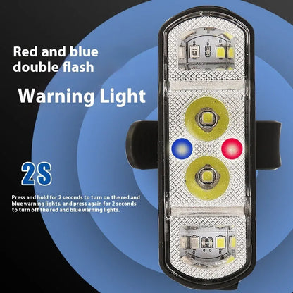 Black bicycle headlight with rechargeable battery showing 350 lumen XPG-LED lighting