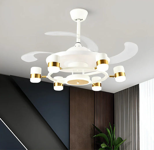 Modern ceiling fan chandelier with 8 lights and 72-inch diameter, remote control included