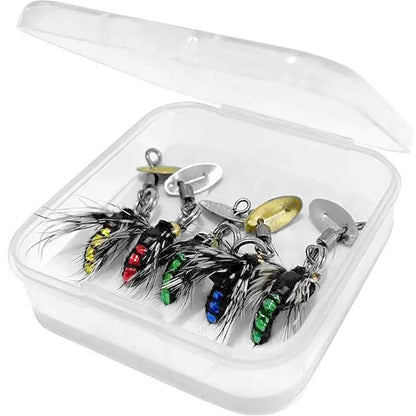 Five bionic poisonous mosquito and fly fishing hooks with spinning sequins