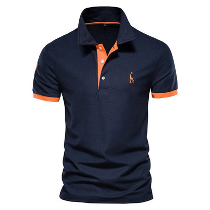 Men's slim-fit short sleeve T-shirt with embroidered deer design on front, available in multiple colours