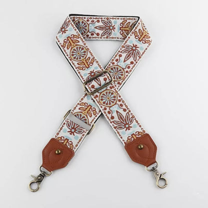 Retro striped bag strap with lobster hook clasp, adjustable length, and 5CM width