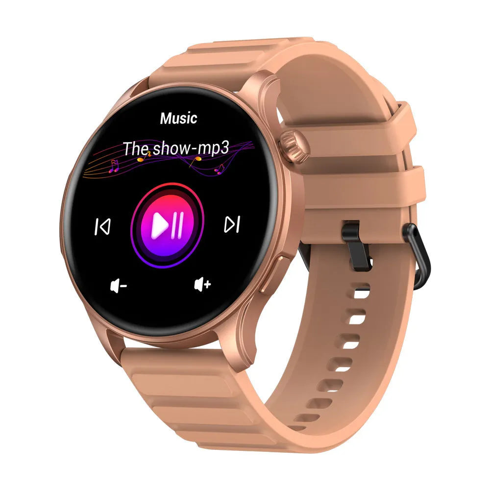 Btalk 3 Pro smart watch in blue showing AMOLED display with heart rate and call functions