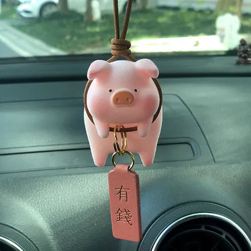 Resin cartoon pig car decoration in various styles, approx 8-10cm, for dashboard personalisation