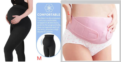 Black high waist maternity leggings in cotton, sizes S M L, over-bump pregnancy pants