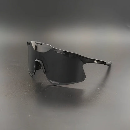 Cycling glasses with interchangeable lenses showing UV400 protection and lightweight frame design
