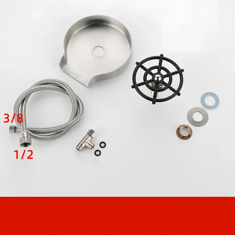 Small stainless steel faucet with automatic high-pressure cup washer for household sink installation