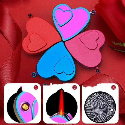 Double heart-shaped windproof metal candle lighter with thick tungsten wire ignition