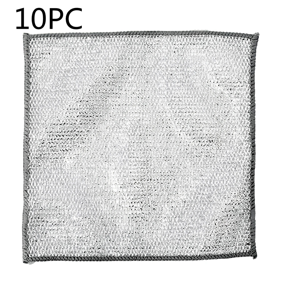 Silver silk cloth pattern steel wire cleaning cloth measuring 20x20cm for kitchen pots and bowls