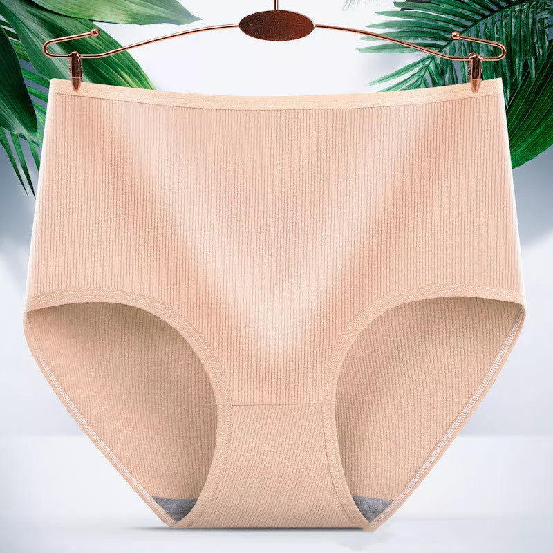 Women's high waist tummy tucking hip lifting body shaping panties in milk silk