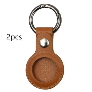 Apple-Compatible AirTags Leather Keychain Protective Case in multiple color options