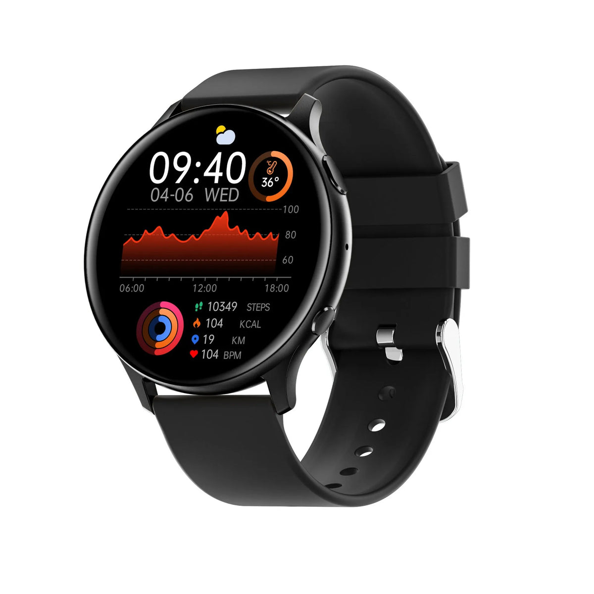 Smart watch with Bluetooth call, 1.32in TFT screen, silicone strap, magnetic charging cable, Black Gold Pink colours