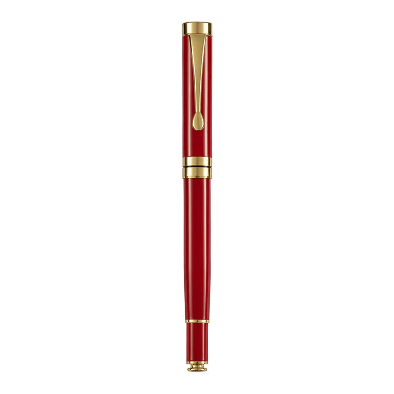 Metal fountain pen showing multiple colour options with gold and silver clips for calligraphy practice