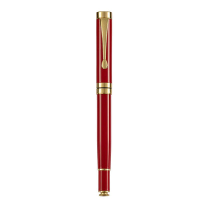 Metal fountain pen showing multiple colour options with gold and silver clips for calligraphy practice