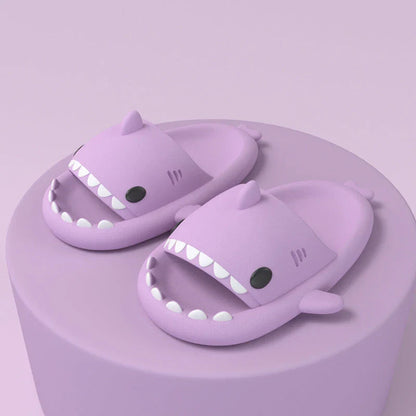 Cozy cartoon shark-themed slippers with anti-slip sole for indoor and outdoor wear