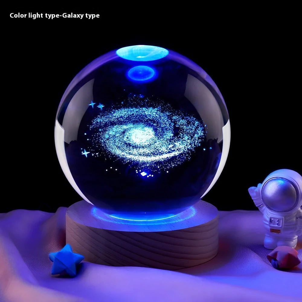 Moon small night lamp with crystal ball and USB base in celestial design theme