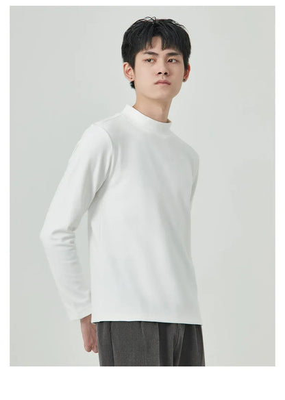 Men's half high collar long sleeve t-shirt in Dralon fabric for autumn winter casual wear
