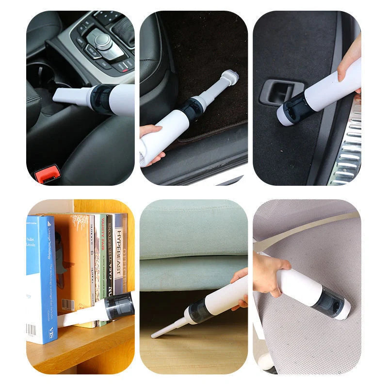 Mini car vacuum cleaner with wireless charging in black and white options