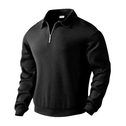 Men's Jacquard Half-Zip Sweatshirt in solid colors with unique lapel design