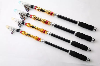 Carbon fiber telescopic spinning fishing rod for sea fishing with metal handle