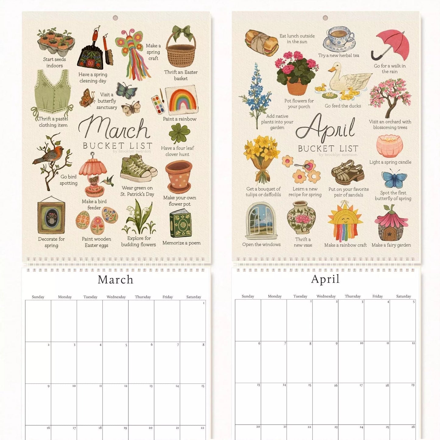 2025 Wish List Calendar with simple modern design for home and office