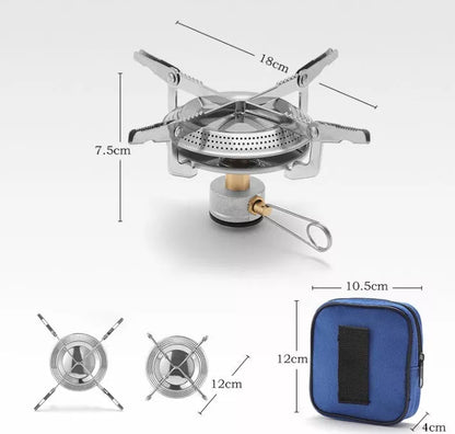Compact outdoor portable gas stove with disk-type furnace head for efficient cooking