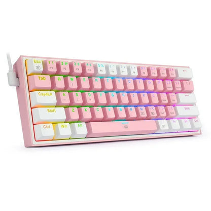 White pink RGB mechanical keyboard with dual-colour keycaps and multimedia controls