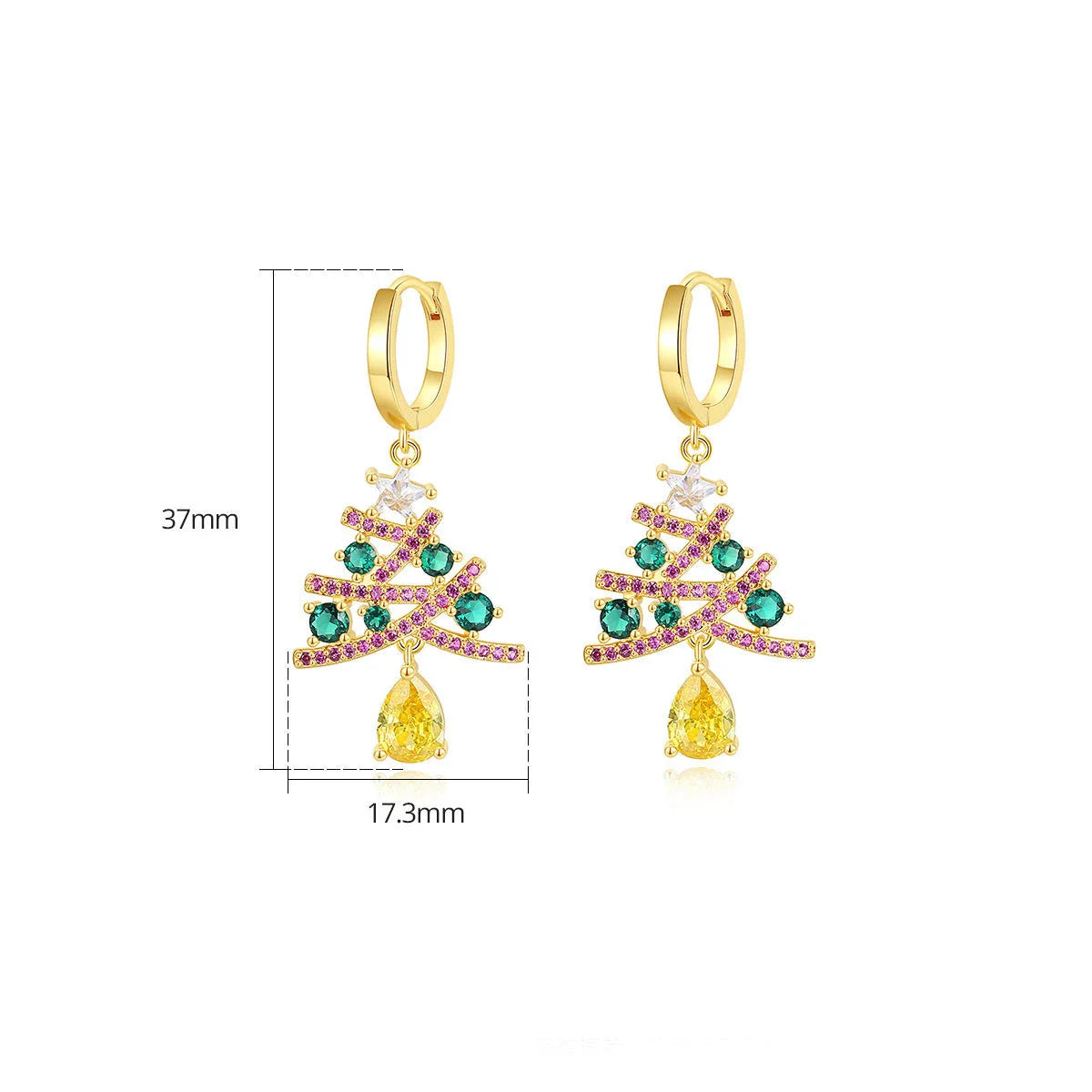 Elegant Christmas tree earrings with sparkling rhinestones, a festive holiday accessory for women