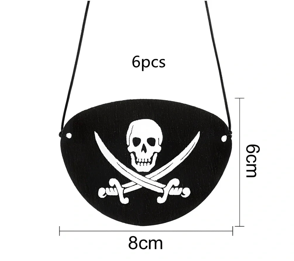 Halloween pirate costume accessories with felt construction showing multiple pattern options including skull designs