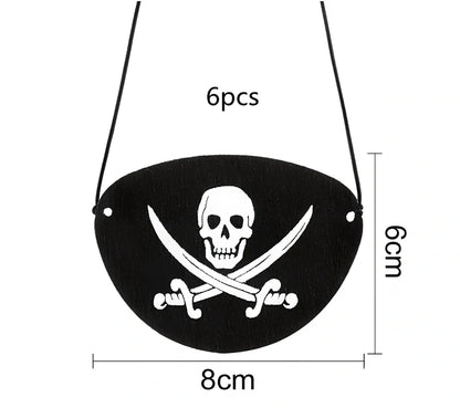 Halloween pirate costume accessories with felt construction showing multiple pattern options including skull designs