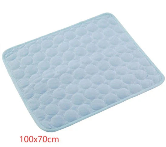 Cooling pet pad for dogs and cats made with heat-resistant fibers for instant cooling relief during summer